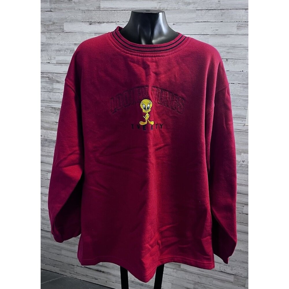 Vintage Looney Tunes Red Long Sleeve Tweety Sweatshirt Large - Picture 2 of 8